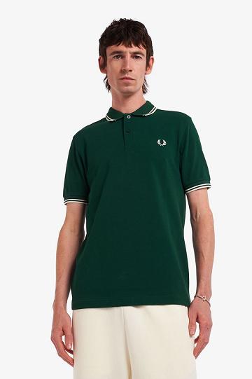 Dark Green Fred Perry M3600 Men's Polo Shirts | PH 1422BEXC